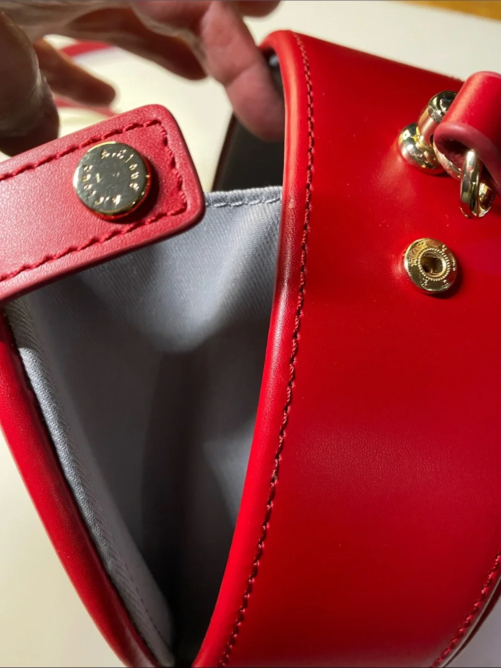 A.Cloud Round Bag Red Leather Crossbody Minimalist Geometric Quality - Picture 11 of 16